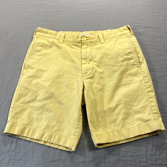 VINTAGE J Crew Shorts Mens 33 Yellow Chino Golf Preppy Beach Casual 9" Inseam - Picture 1 of 9